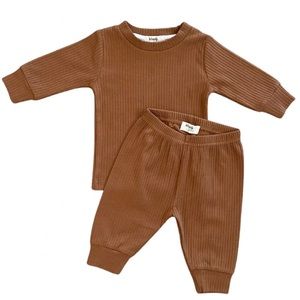 COGNAC | Ribbed organic baby toddler set